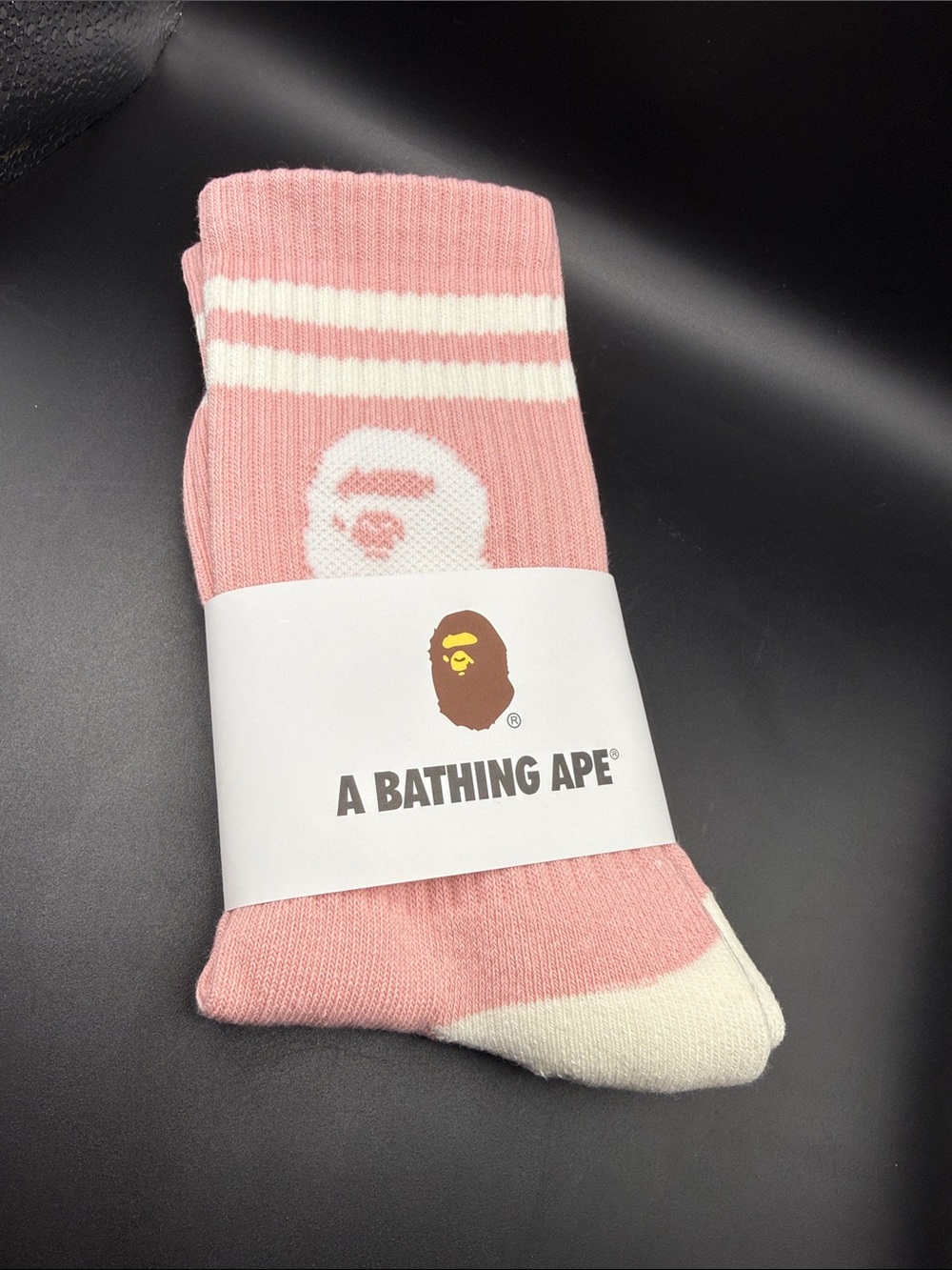 A Bathing Ape Pink Logo Crew Socks